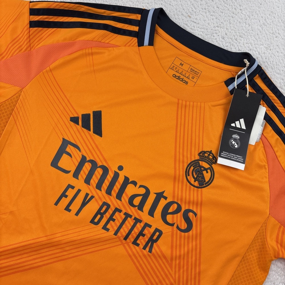 NEW REAL MADRID x ADIDAS Womens Jersey Medium 24/25 Away Orange Soccer Kit *Flaw